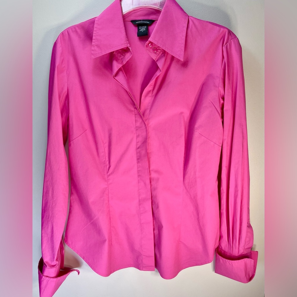 Moda International hot pink button down dress shirt | Small